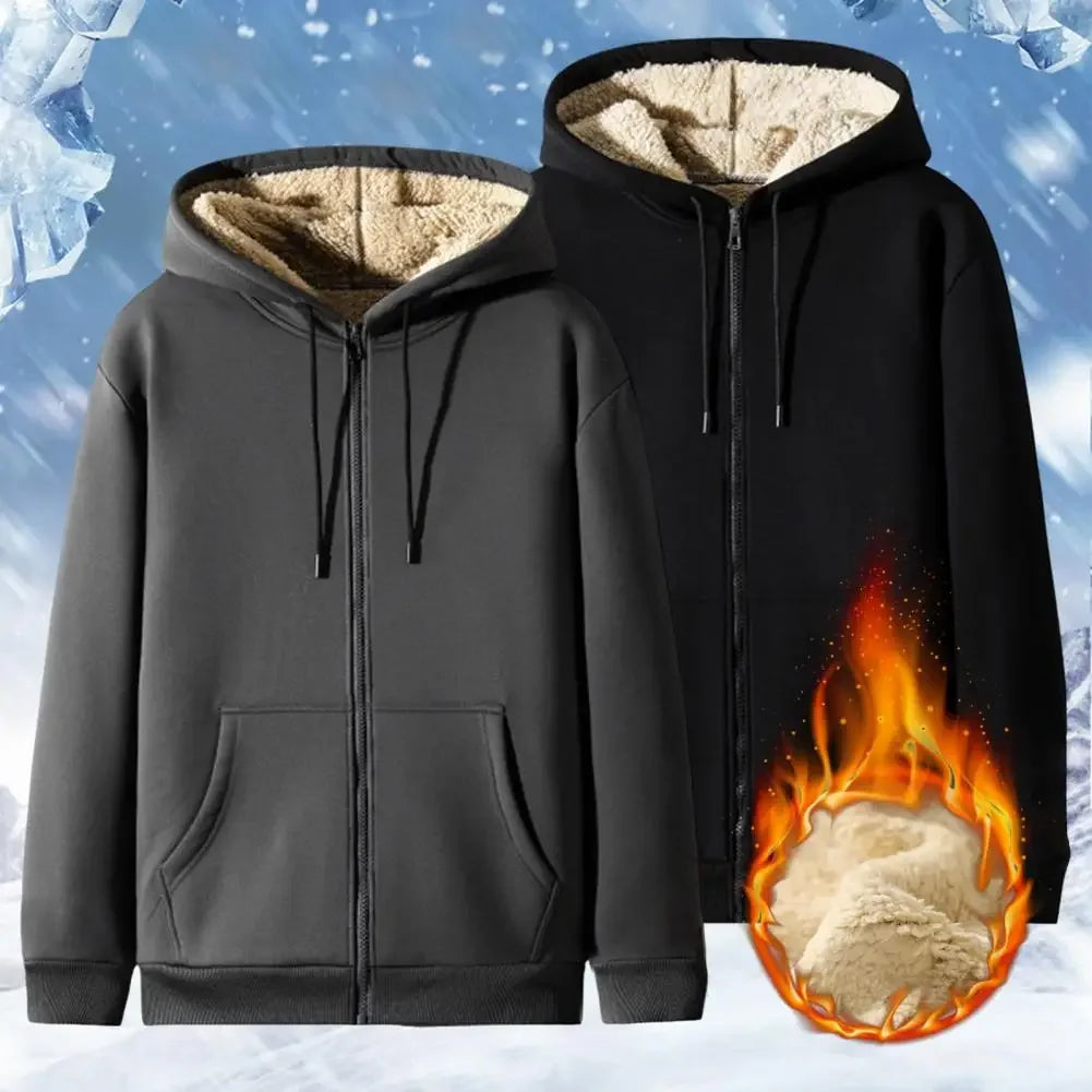 Sherpa Lined Zip Up Hoodie Jacket