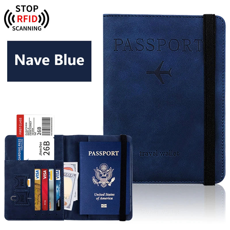 RFID Blocking Passport Holder Travel Wallet | Passport Cover with Card Slots | Travel Document Organizer | Slim Passport Case