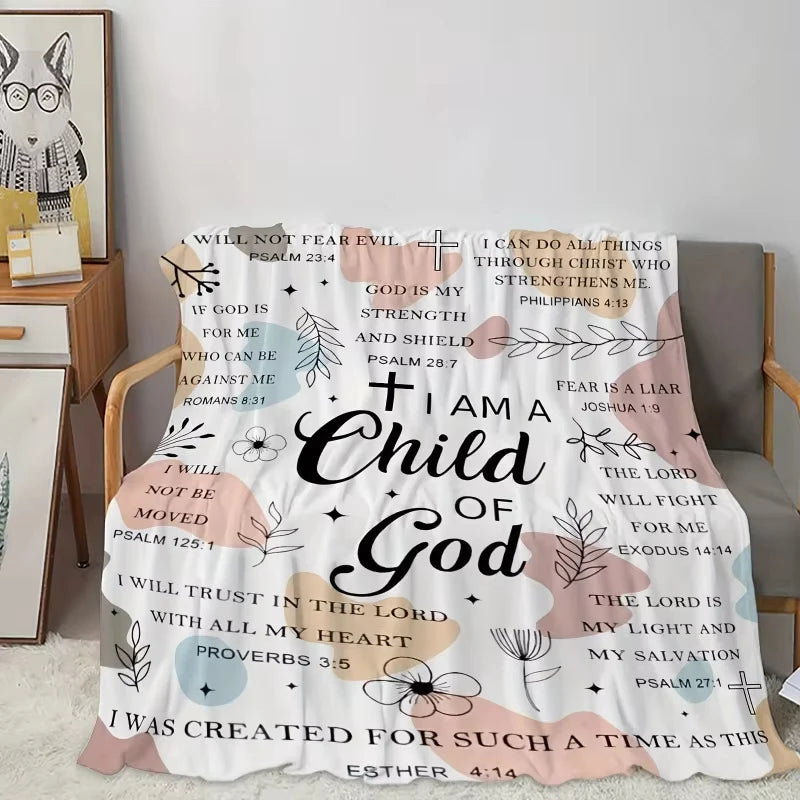 Inspirational I Am A Child of God Blanket Soft Flannel Gifts for Women Gifts Uplifting Christian Blanket for Moments Devotional