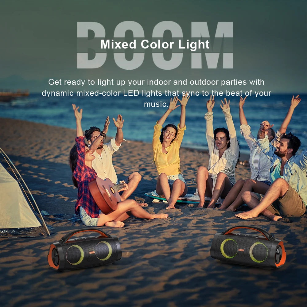 DOSS 100W Portable Bluetooth 5.3 Speaker with Deep Bass, Stereo Sound, IPX6 Waterproof & Long Battery Life