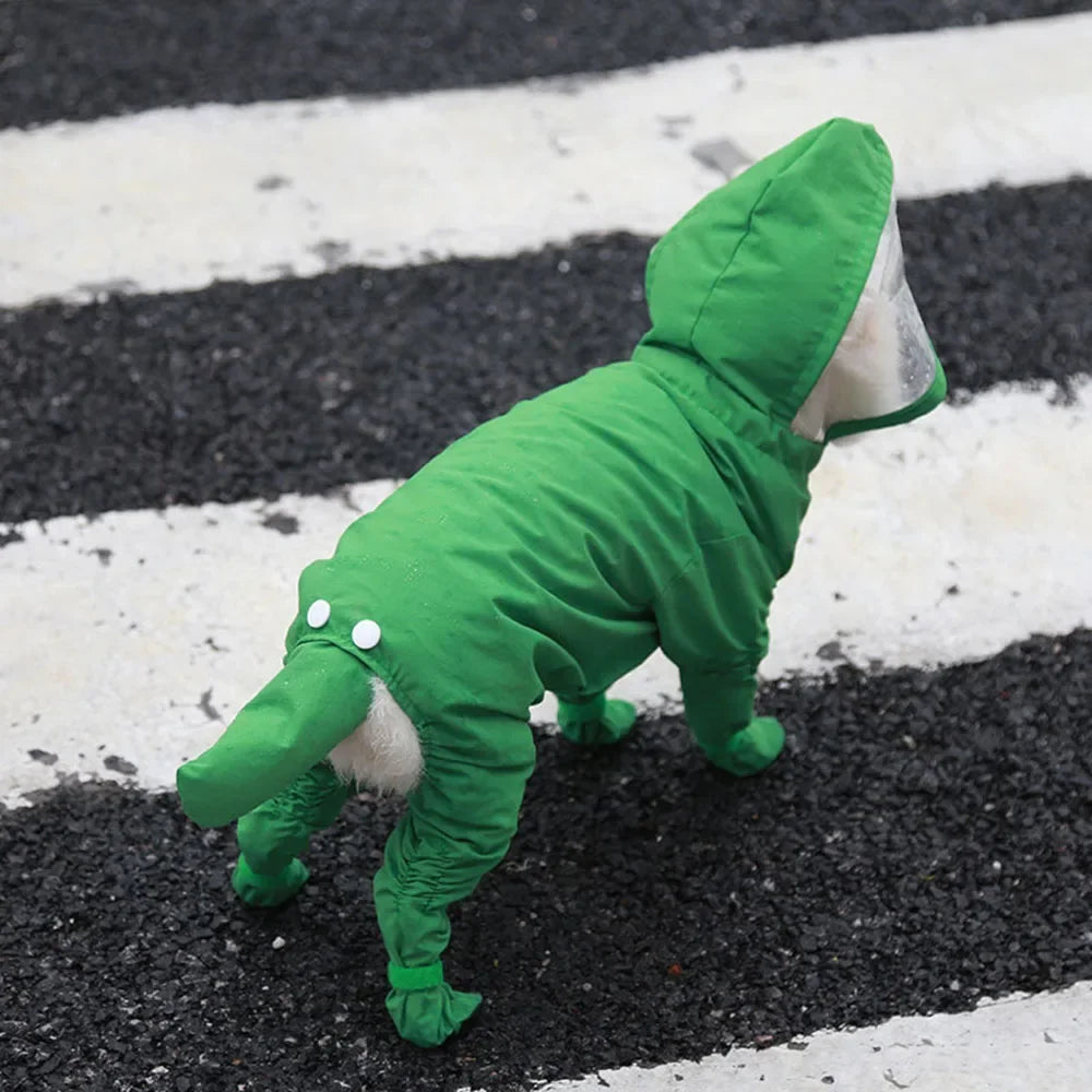 Dog Raincoat Rain Boots Shoes for Small Dogs Pet Hooded Four-Leg Jacket Puppy Rain Coat Waterproof Cat Clothes Jumpsuit Rompers