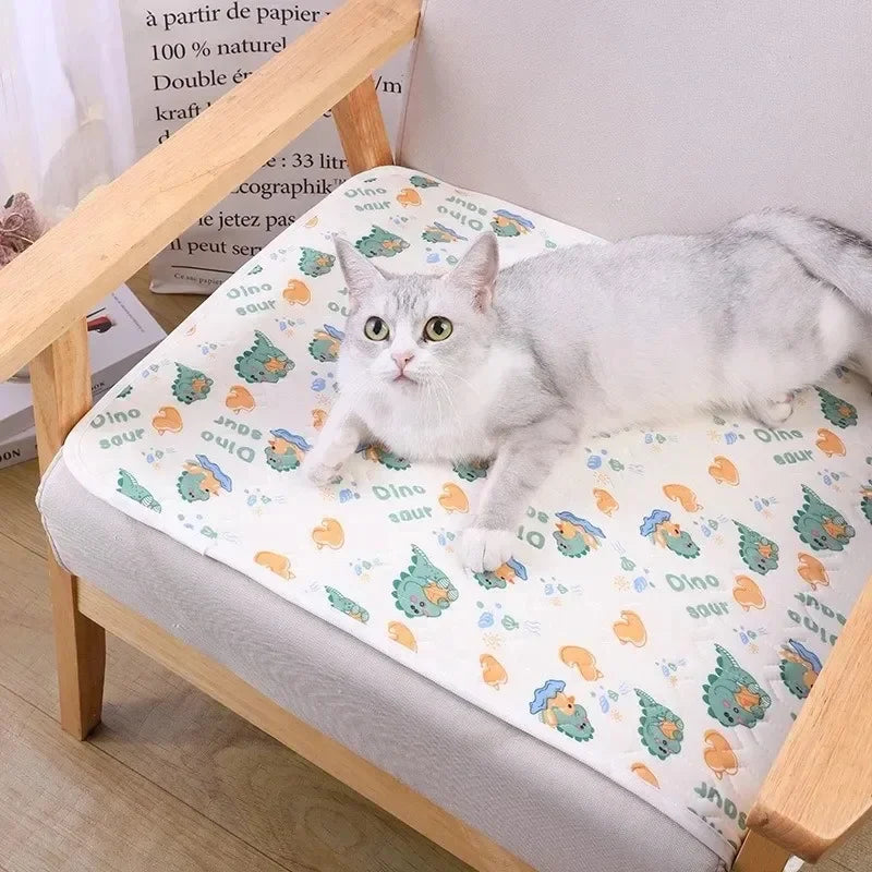 Cute Cartoon Cooling Sleeping Mat for Dogs & Cats. Soft Breathable Summer Pet Bed Pad