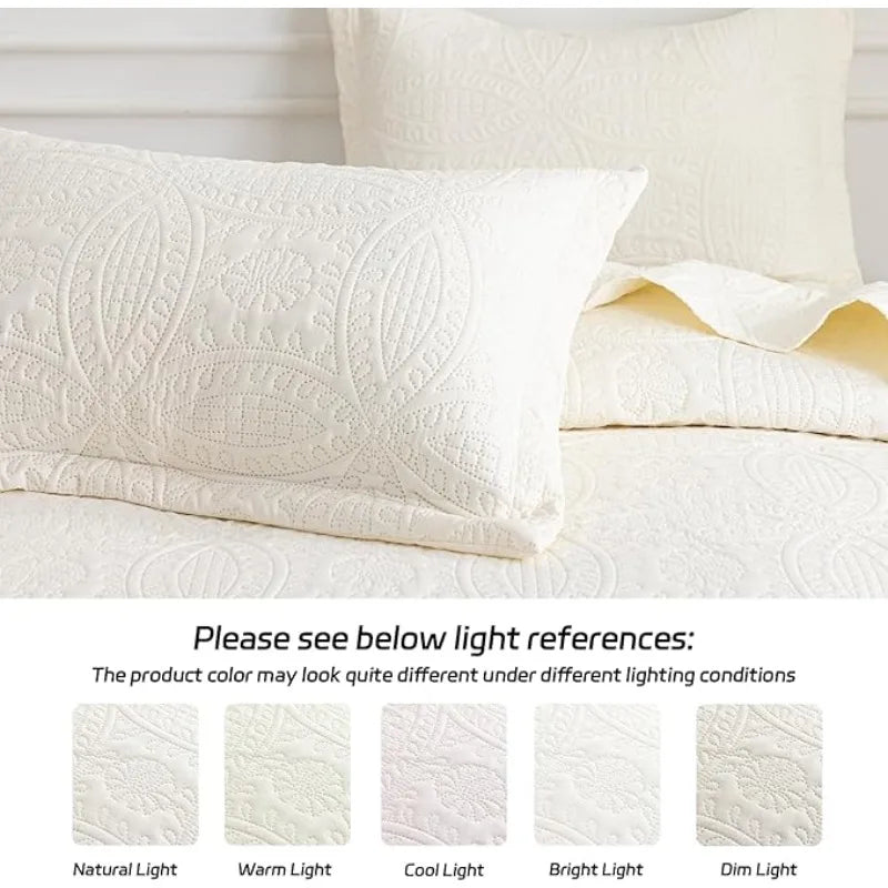Soft Breathable Quilt Bedding Set.Modern Embossed Bedspread Collection