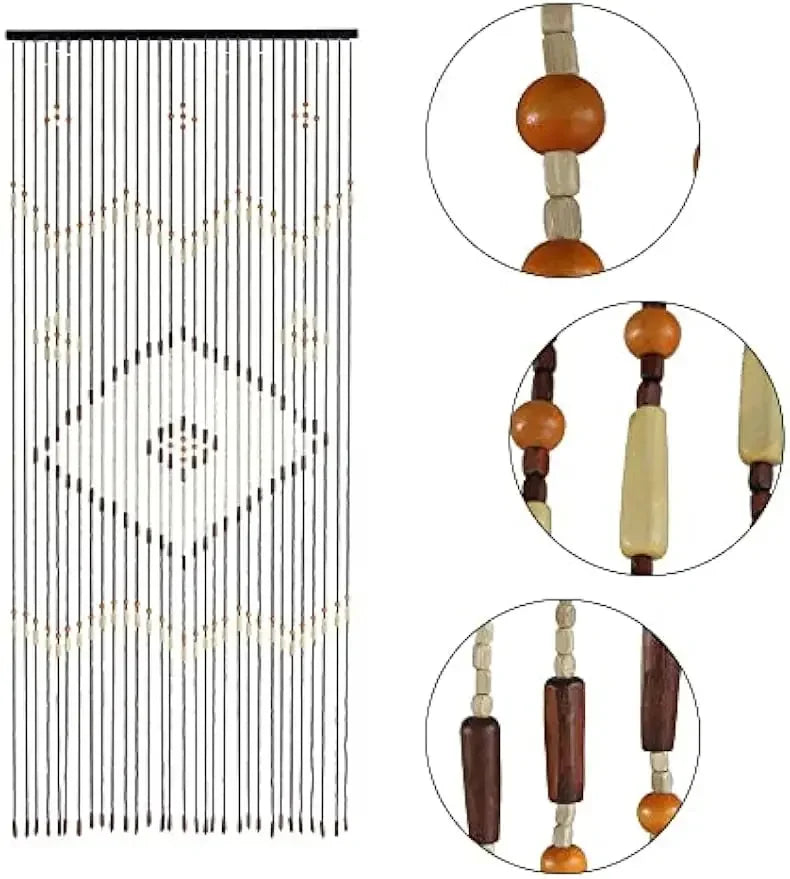 Wooden Bead Door Curtain. Boho Hanging Divider for Doorways & Closets