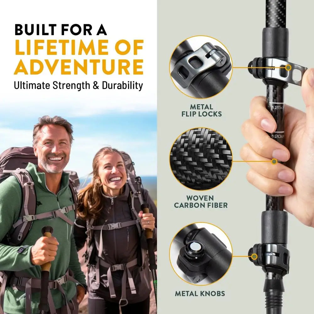 Carbon Fiber Trekking Poles .Adjustable Lightweight Hiking Sticks for Outdoor Adventures
