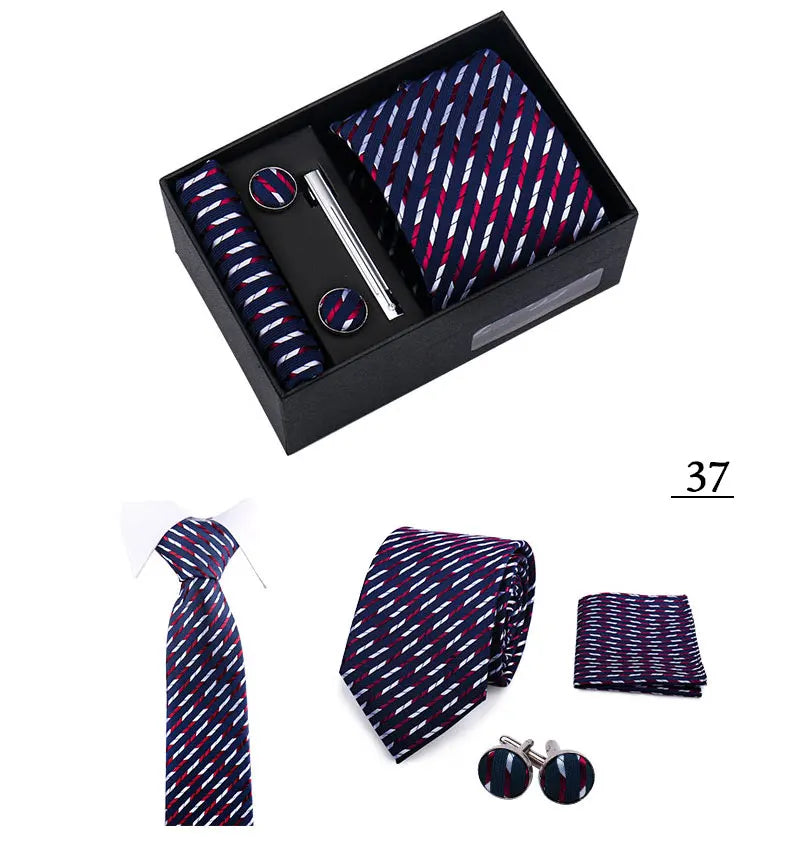 Tie Men With Box Top Quality Business Ties Hanky Cufflink Set Clips Green Necktie Corbatas For Men Wedding In Gift Box Gravatas
