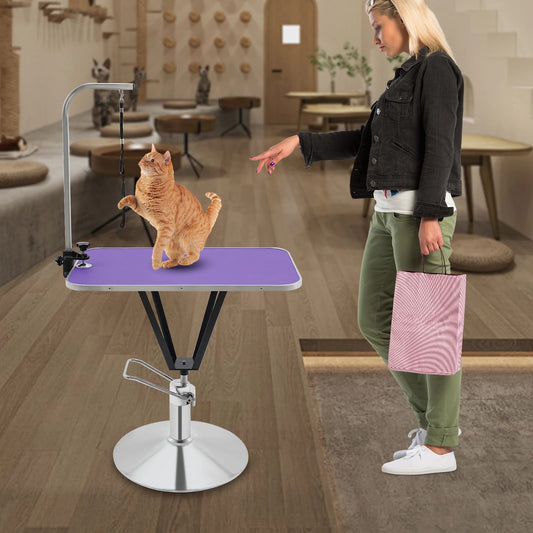 Pet Grooming Table Animal Care Table, Hydraulically Lifting Animal Care Table, 360° Tabletop Swivel Angle Animal Care Table