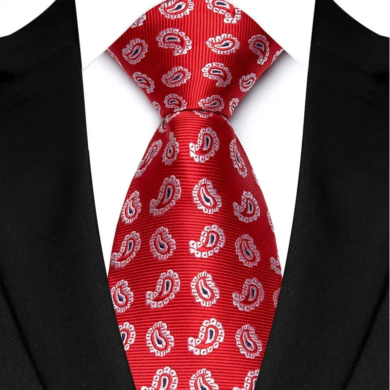 Luxury Red Paisley Men’s Tie. Classic Business and Wedding Necktie