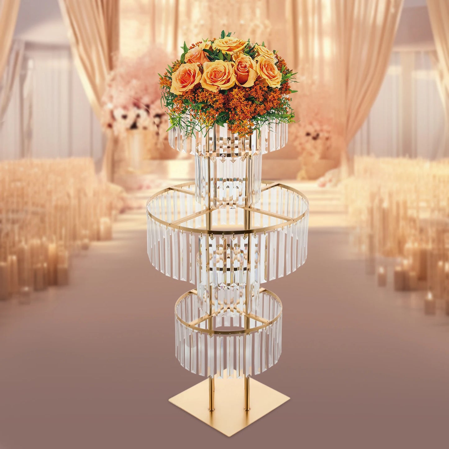 5 Tiers Acrylic Flower Stand Wedding Centerpiece Display Flower Holder Free Standing Decor for Parties, Banquets & Events