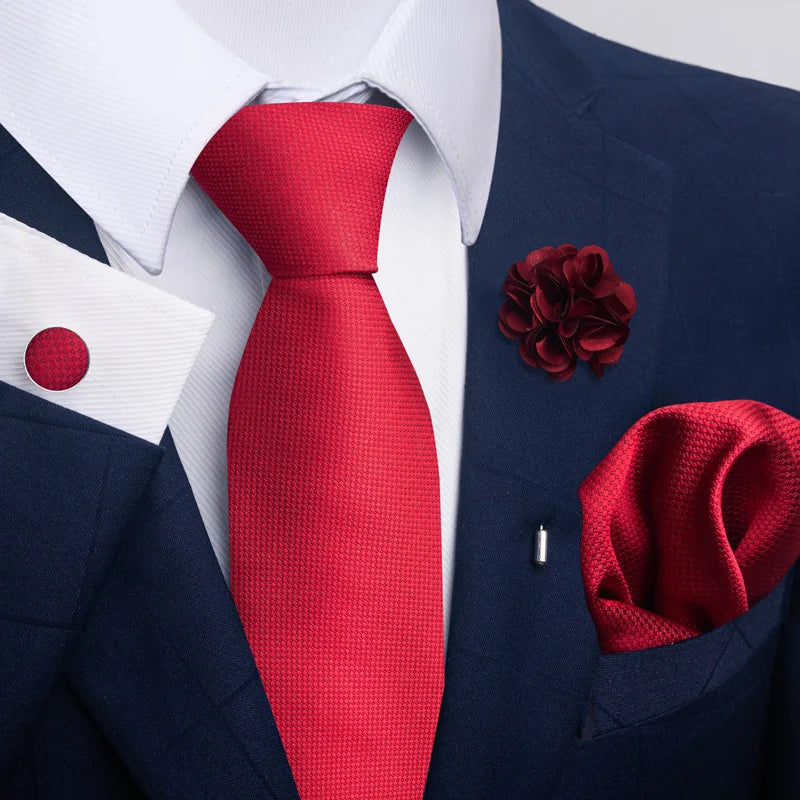 Luxury Green Floral Men’s Necktie Set .Tie, Pocket Square & Cufflinks