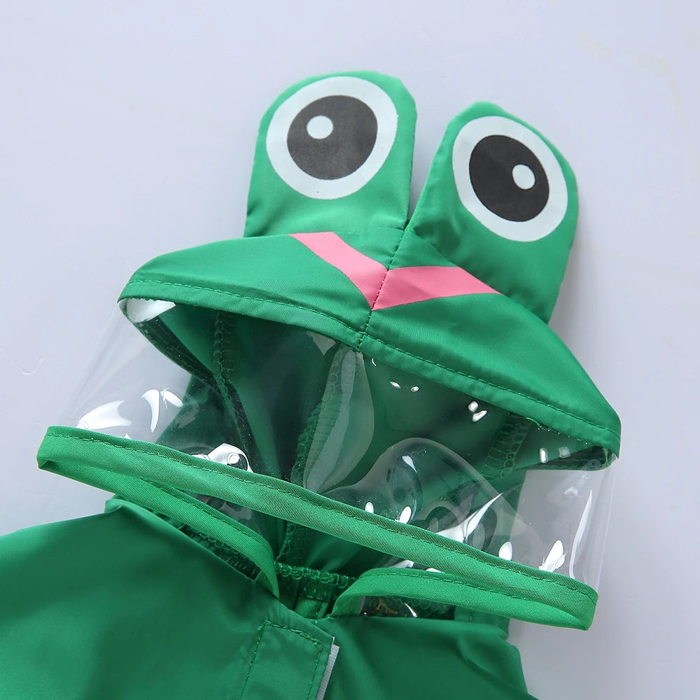 Cute Hooded Waterproof Dog Raincoat with Reflective Pet Protection