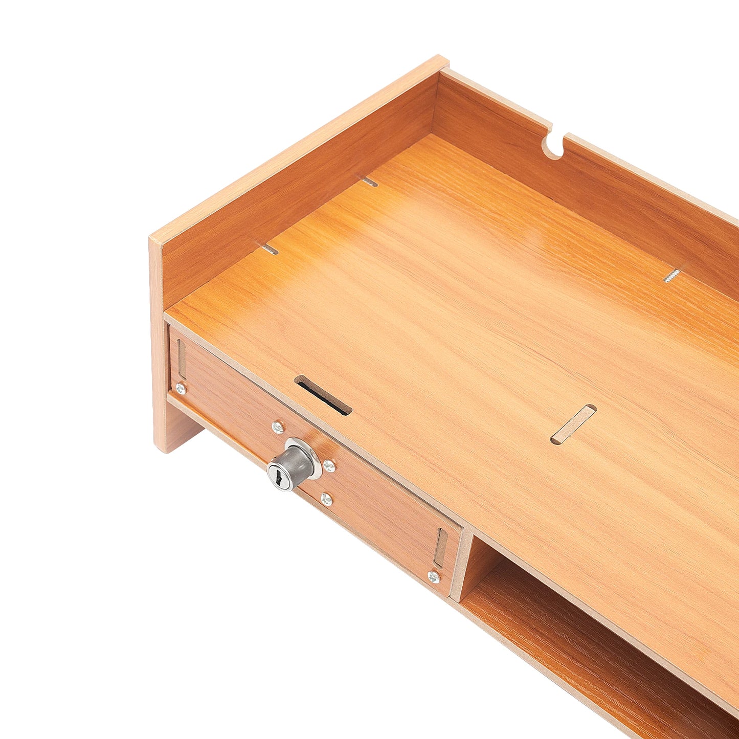 Computer Monitor Stand with Storage Drawers, Wooden Desktop Monitor Riser & Laptop Stand Organizer for Home Office