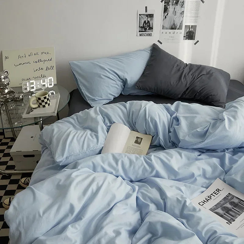Soft Solid Color Duvet Cover Set. Modern Cozy Bedding