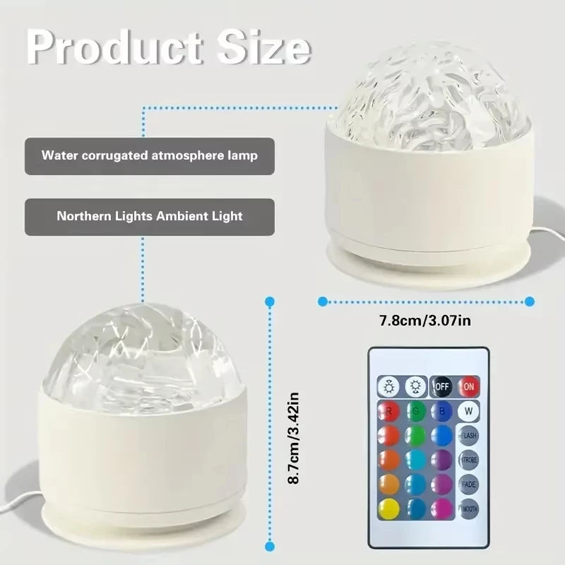 16-Color Aurora Galaxy Projector Night Light . Northern Lights Water Ripple LED Lamp with Remote Control