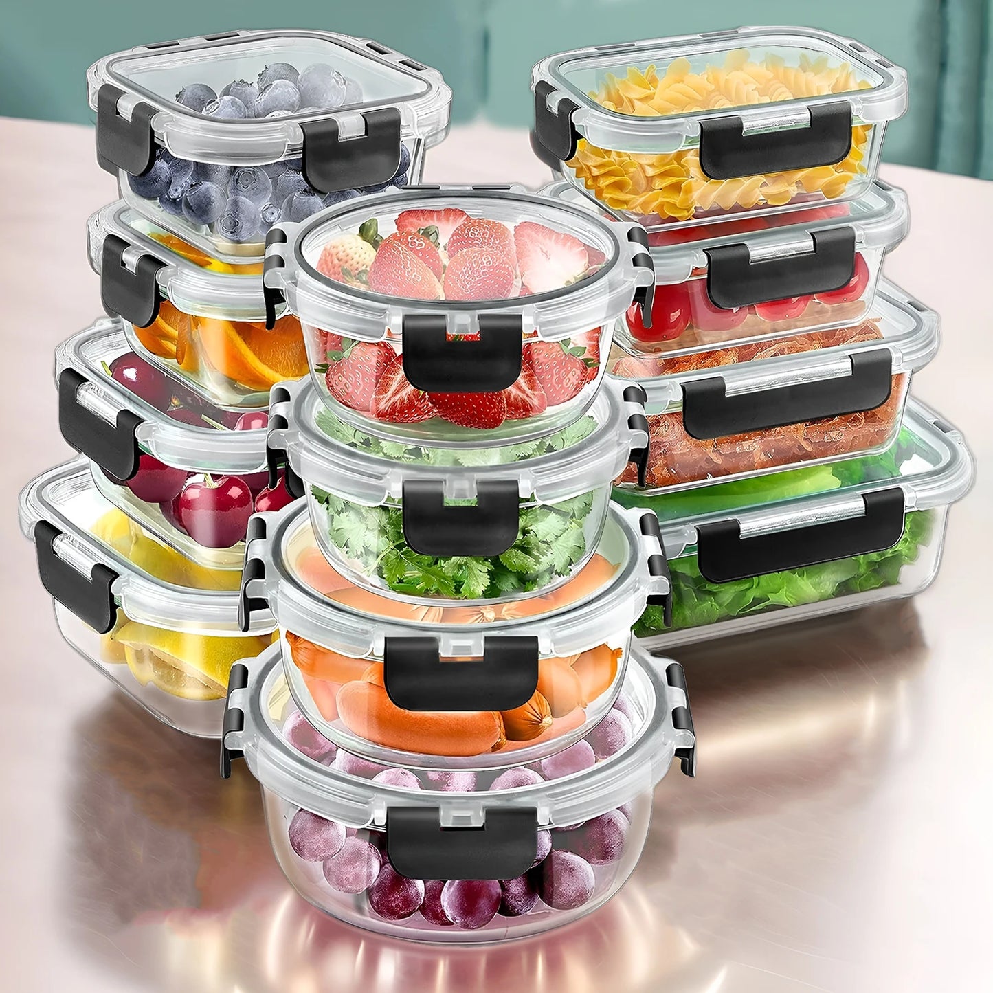 12-Piece Reusable Food Storage Container Set with Airtight Lids
