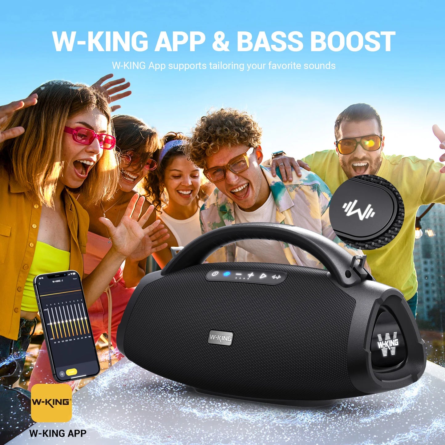 W-KING X20S 140W Bluetooth Speaker .Portable Waterproof Boombox with Deep Bass & Extended Battery Life