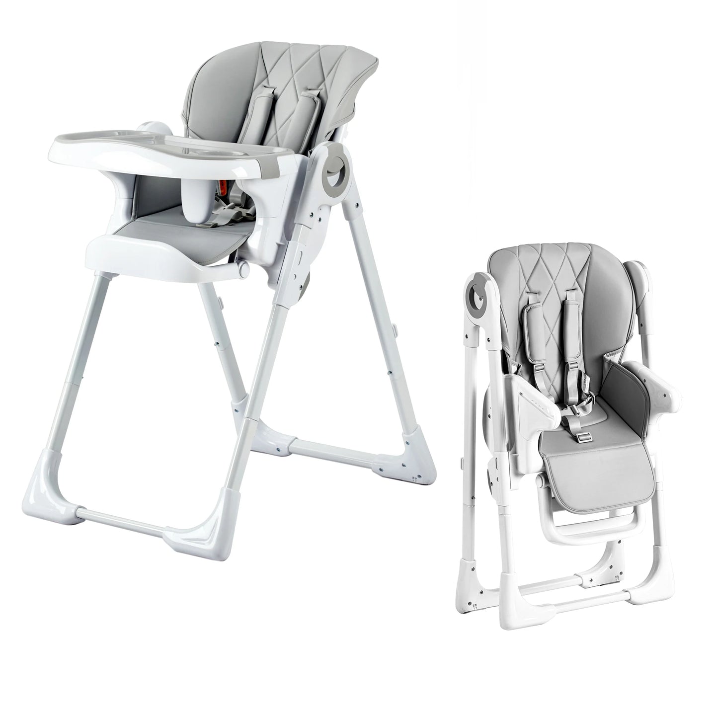 Multifunction Baby High Chair with Adjustable Height, Reclining Seat & Feeding Tray