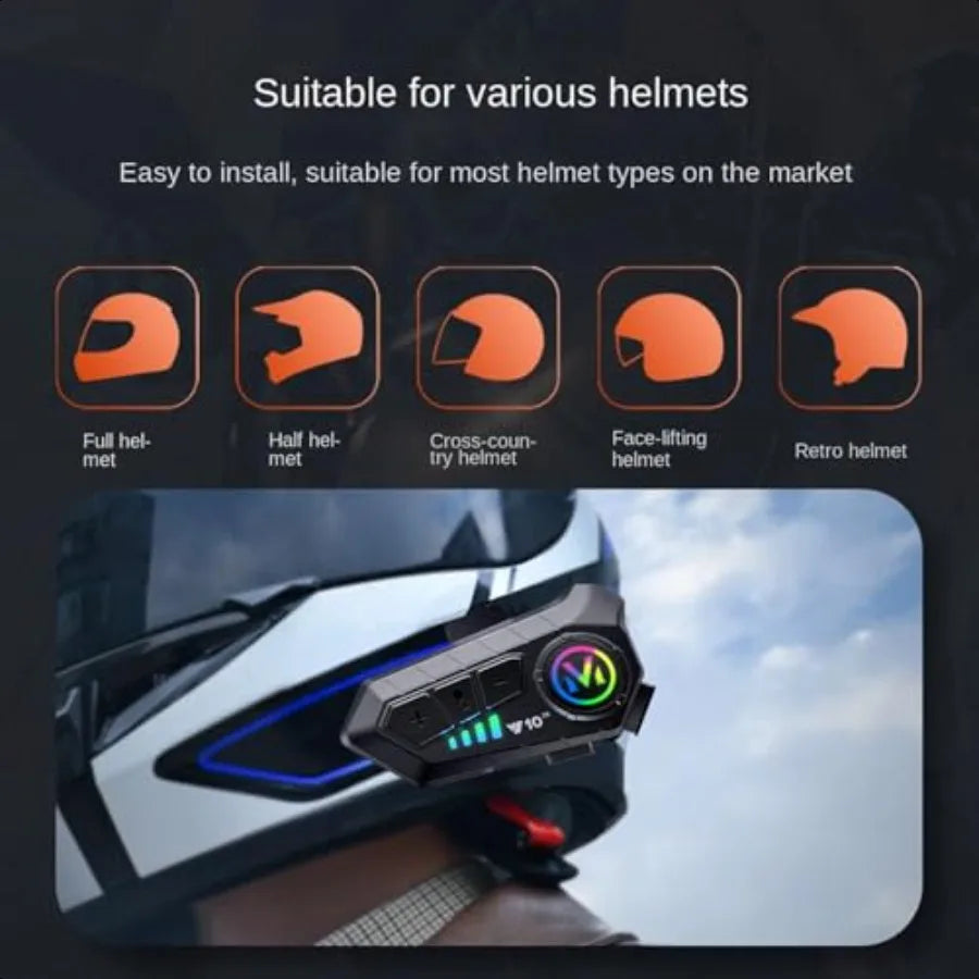 Waterproof Helmet Intercom Bluetooth Headset 1000mAh