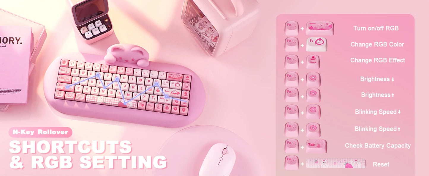 YUNZII C68 Wireless RGB Mechanical Keyboard .Cute Cat Edition