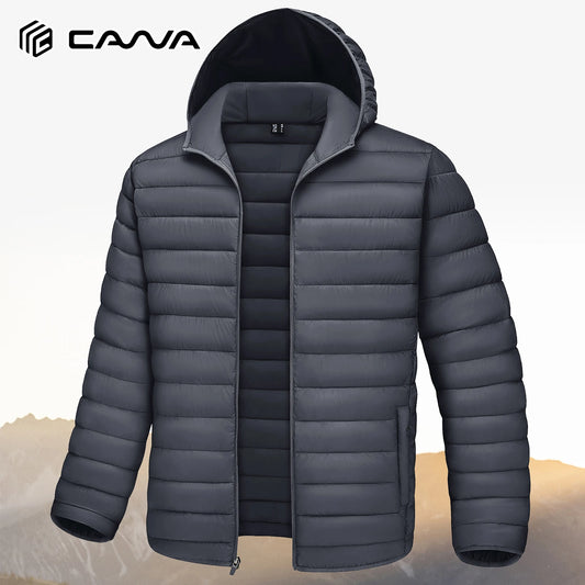 Men's Lightweight Puffer Jacket Hooded Warm Winter Coat Quilted Lined Water-Resistant Full Zip Bubble Jackets