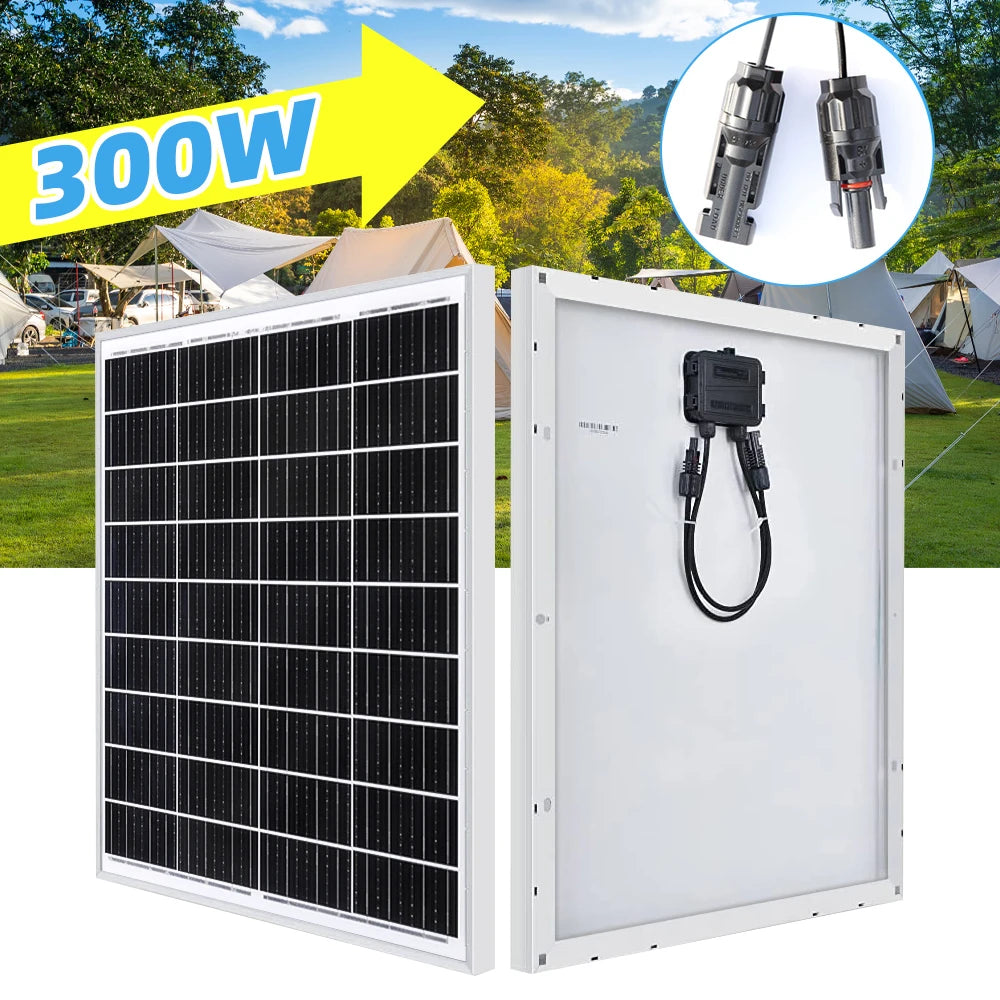 300W Flexible Solar Panel with Durable Aluminum Frame Monocrystalline Silicon Waterproof Solar Panel For Home Farm Boat Camping
