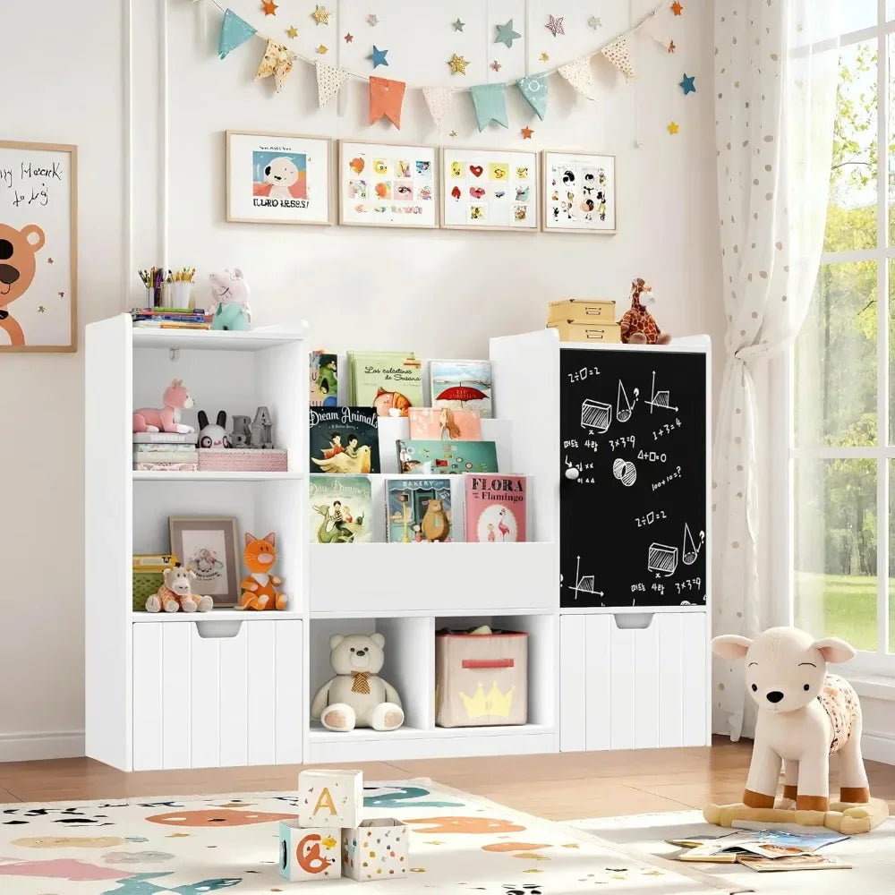Toy Storage Organizer Chalkboard Bookshelf With Bins Kids