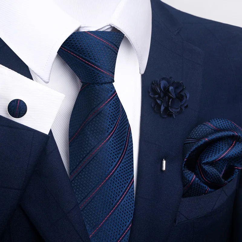 Luxury Green Floral Men’s Necktie Set .Tie, Pocket Square & Cufflinks