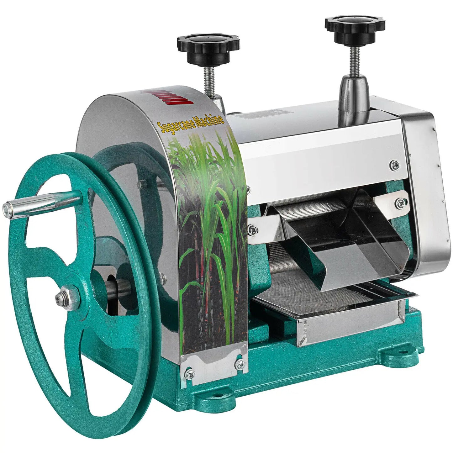 Manual Sugar Cane Juicer Machine Commercial Cane Press Stainless Steel 3Rollers 2.5"Inlet 110LB Output Home Cane Juice Squeezer