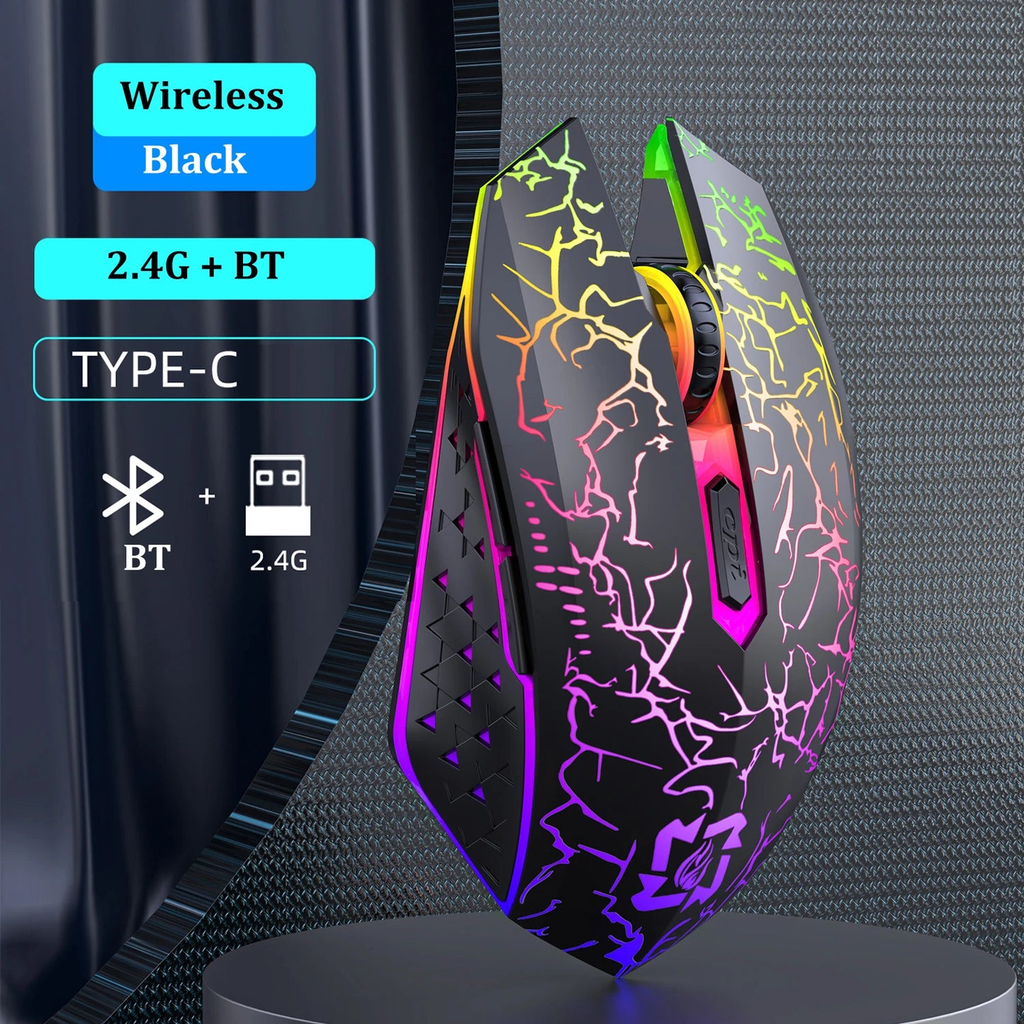RGB Bluetooth Wireless Gaming Mouse . Rechargeable Ergonomic LED Mouse for PC, Laptop & Gaming