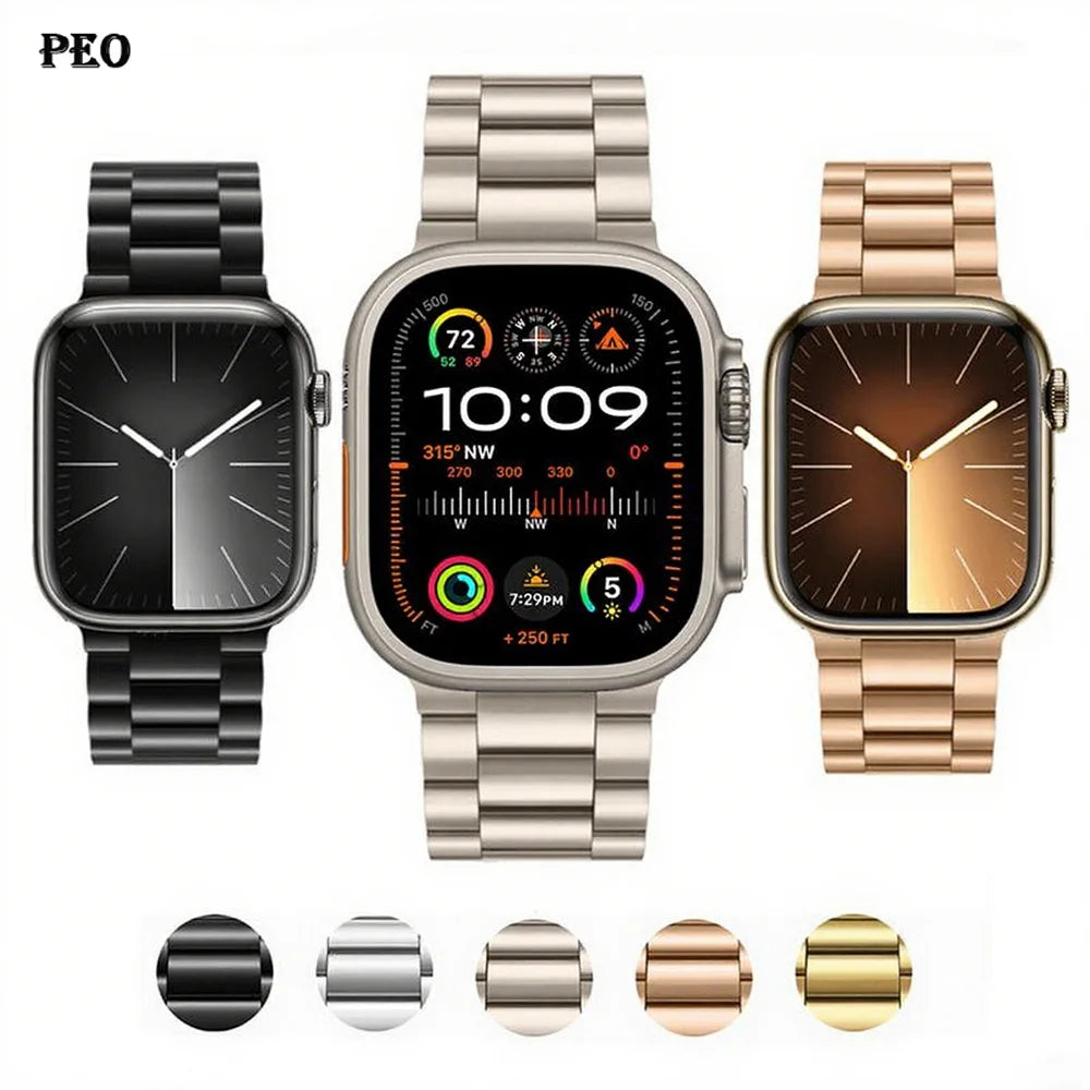 Premium Stainless Steel Apple Watch Band .Luxury Metal Replacement Strap