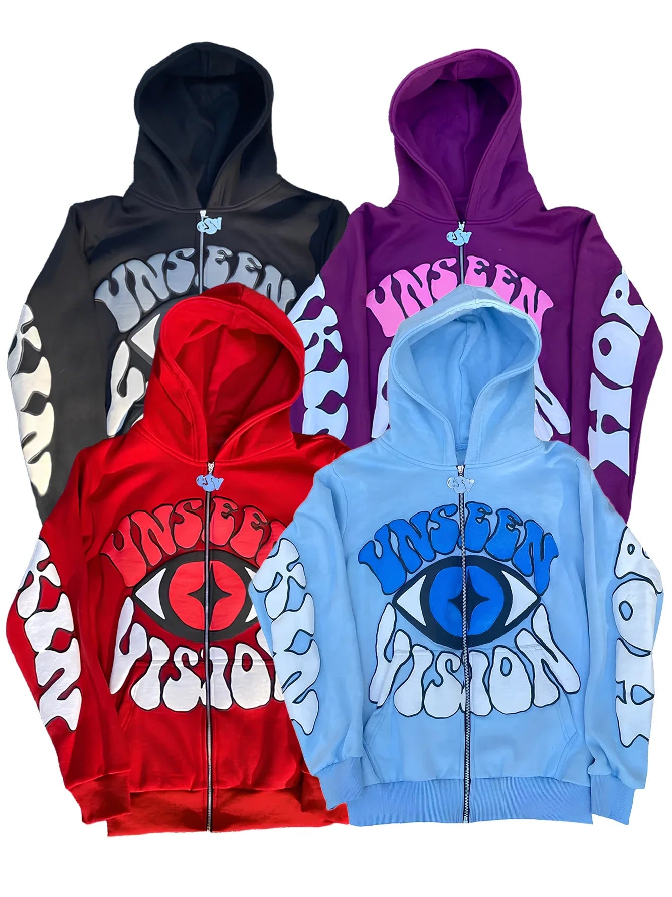 Y2K Eye Pattern Zip Up Hoodie