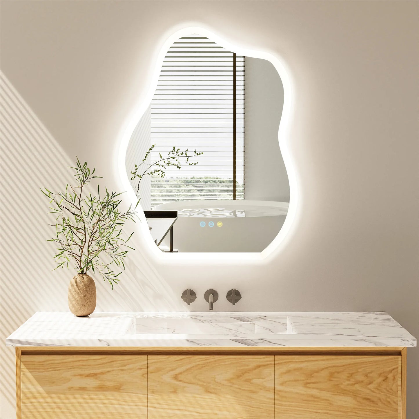 Cloud Shaped LED Bathroom Mirror with Lights - Anti-Fog, Dimmable 3 Color Temperatures (3000K-6000K), CRI90+ High Color