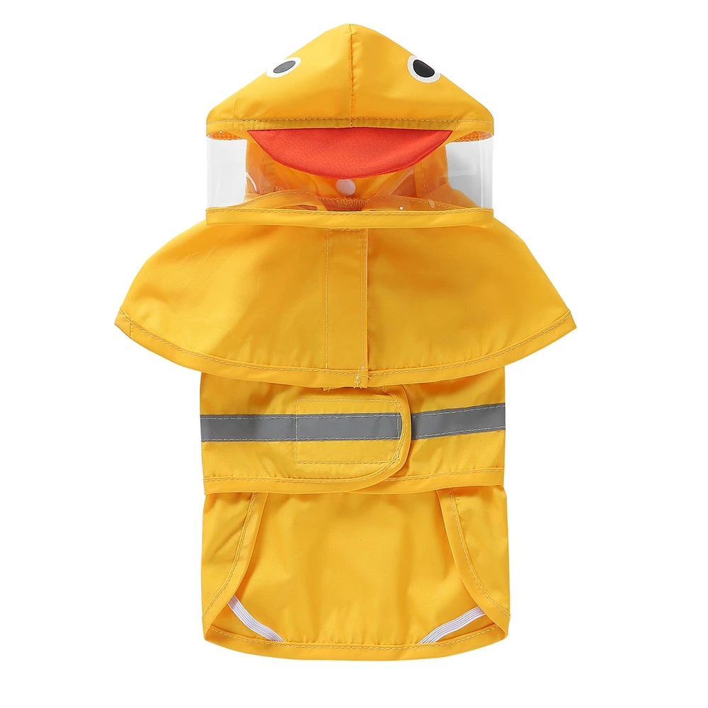 Cute Hooded Waterproof Dog Raincoat with Reflective Pet Protection
