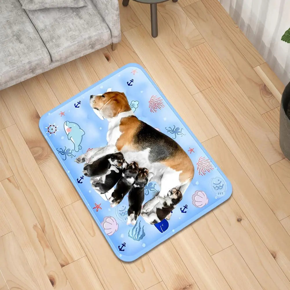 Dog Cooling Blanket Chill Puppy Pad 16x20 Inch Self-Cooling Dog Sleep Mat Washable Portable For Indoor Outdoor For Small Medium