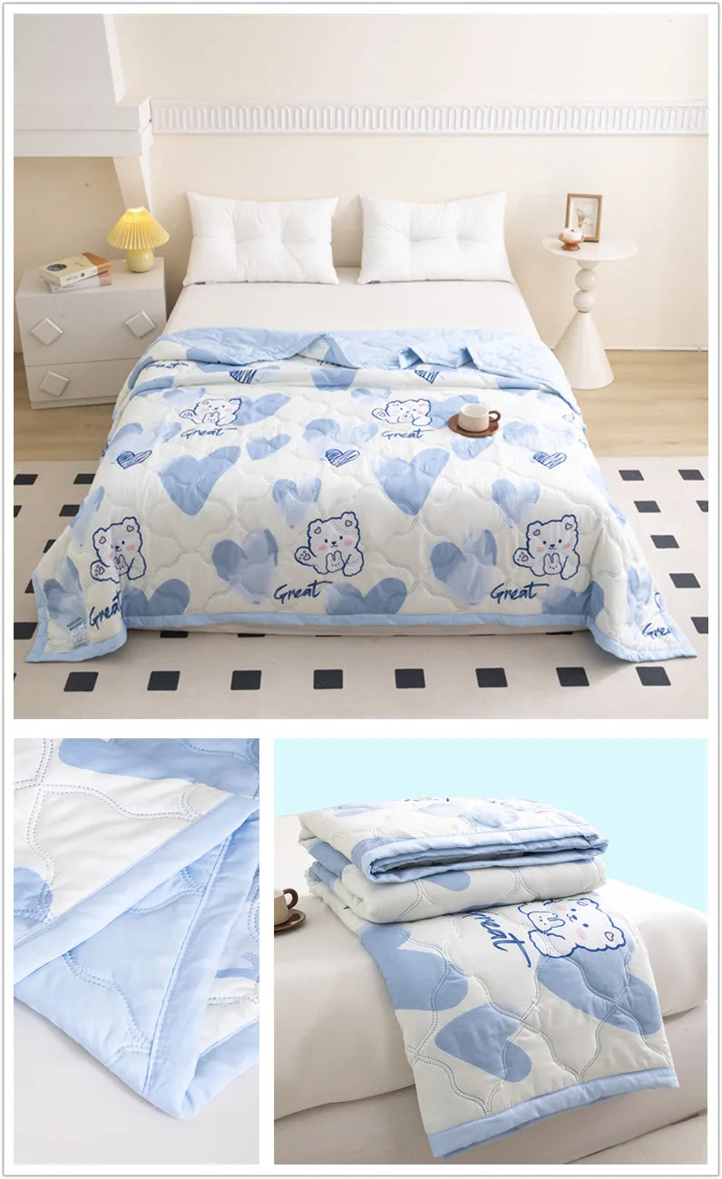 Floral Style Duvet Summer Thin Quilt Skin-friendly Bedspread Air Conditioning Blanket edredones Adults Kids Room Comforter Quilt