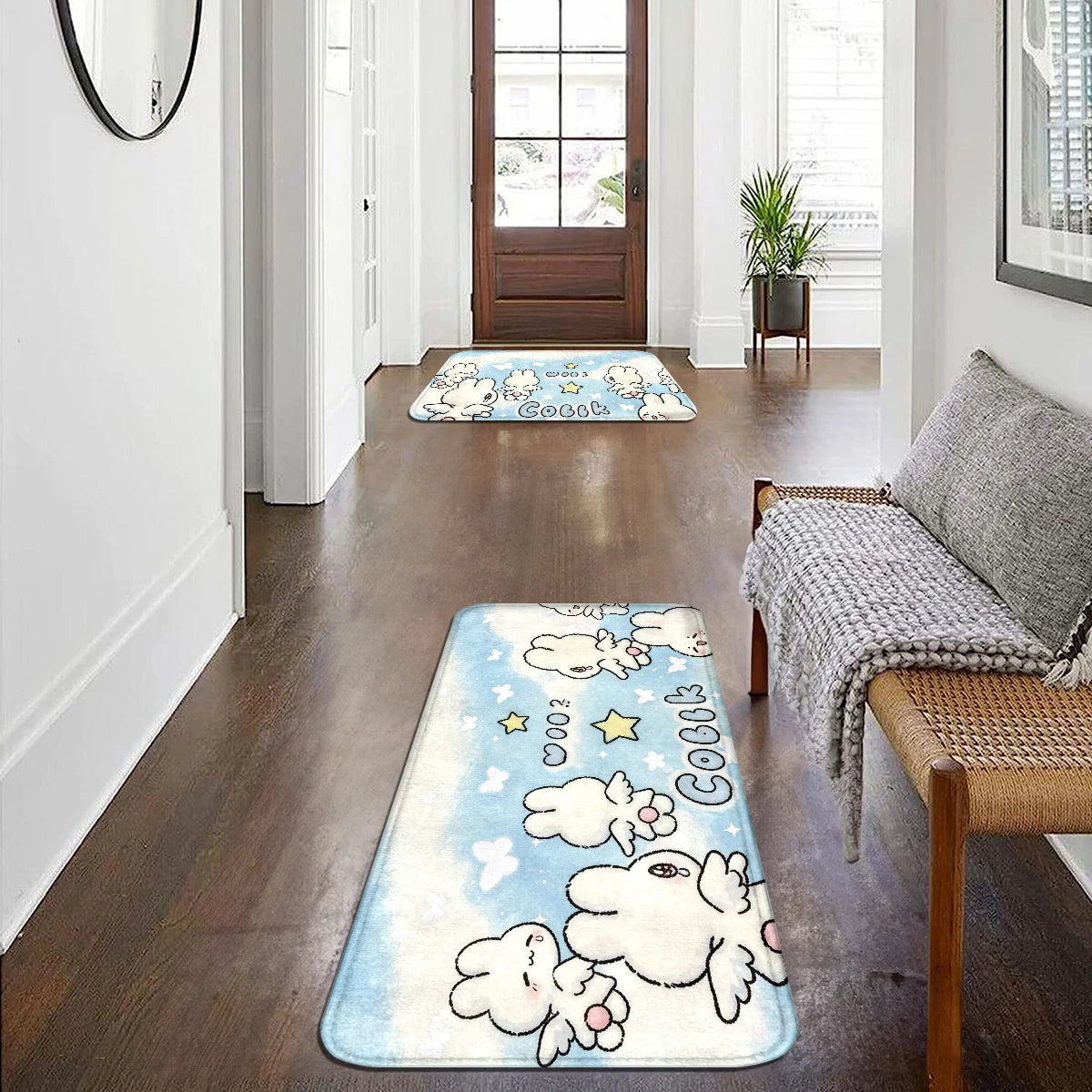 Christmas Halloween Cute Cartoon Area Rug, 1.2cm Thick Plush Velvet Foam Floor Mat, Ghost Pumpkin Snowman Xmas Print Decor Doormat, Washable Soft Cushioned Carpet for Bedroom Kitchen Entryway Living Room Multi Style Holiday I
