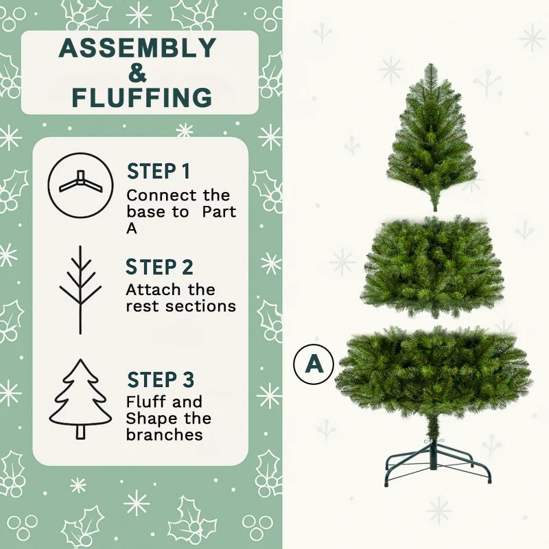 7FT Classic Green Artificial Christmas Tree  775 Tips with Full PVC Branches for Holiday Décor