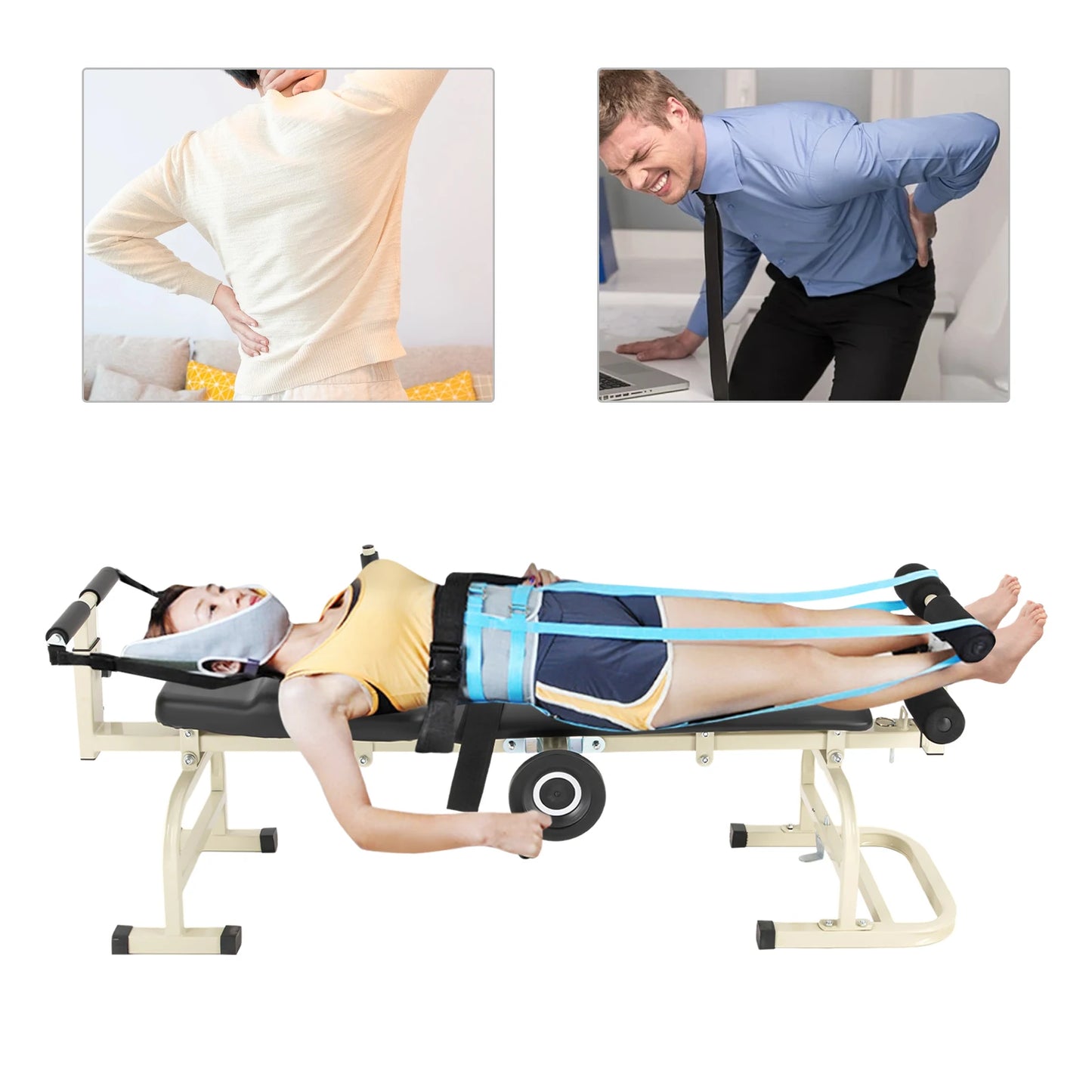 Medical Multifunctional Body Stretcher Leg Pulling Tensioner Fitness Traction Bed Max Load 120kg Suitable For 1.45-1.85m Adults
