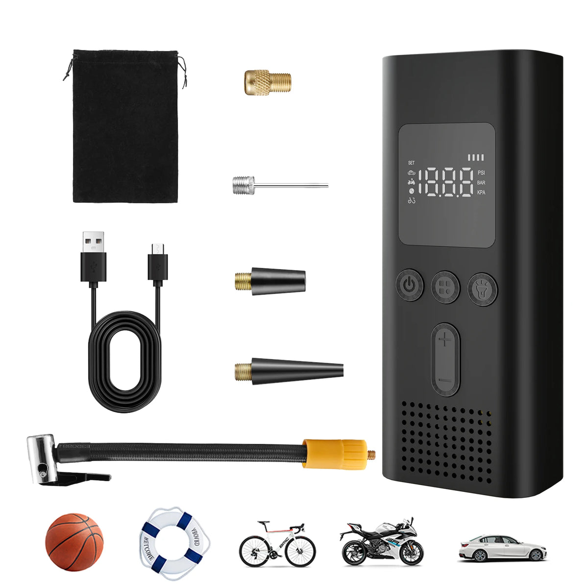 Portable Cordless Tire Inflator | Digital Air Pump for Car Tires