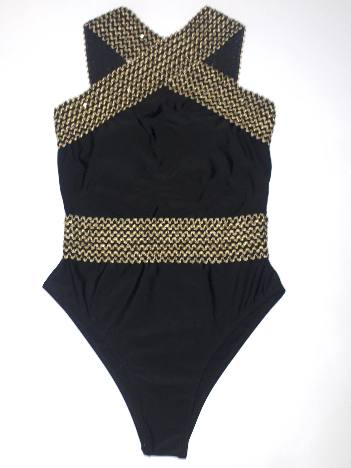 Women’s Crisscross Mesh One-Piece Swimsuit | Tummy Control Halter Bathing Suit