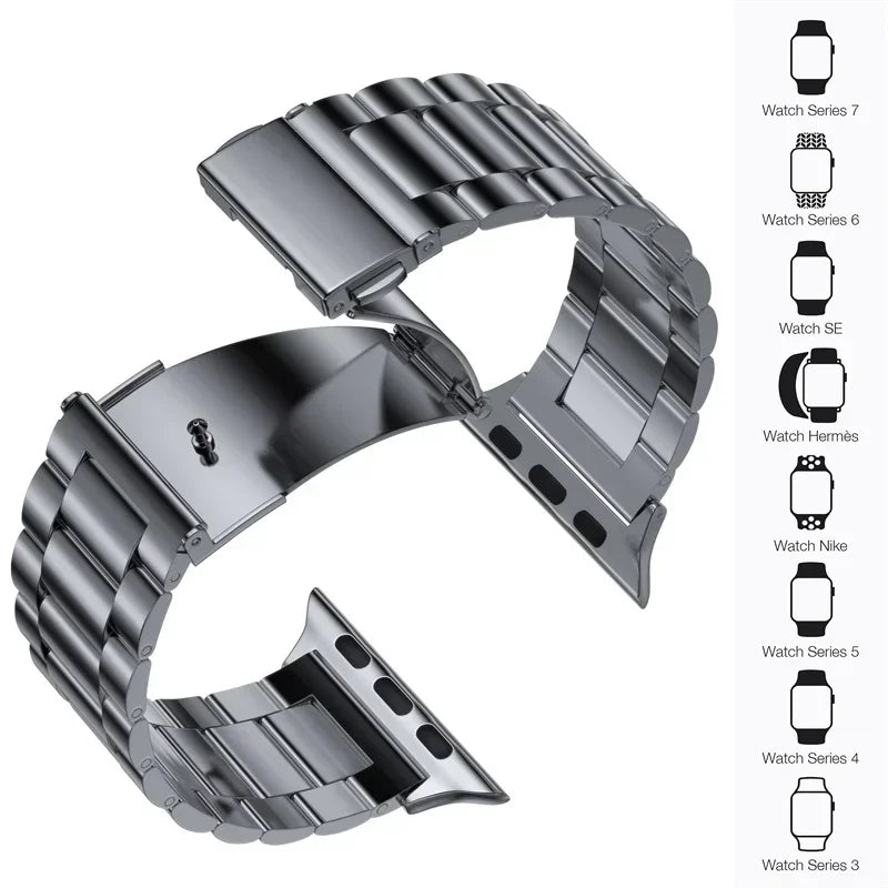 Premium Stainless Steel Apple Watch Band .Luxury Metal Replacement Strap