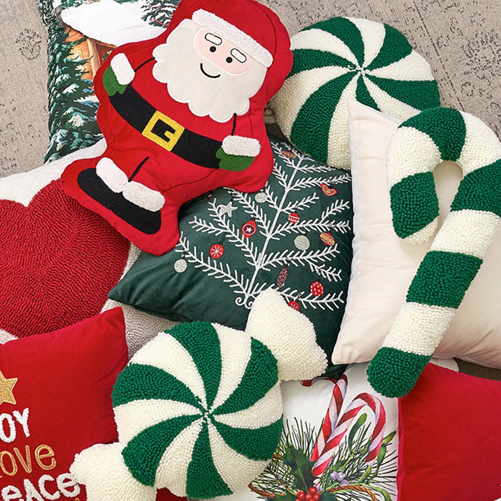 Christmas Plush Spiral Candy Shaped Pillow Festive Cushion