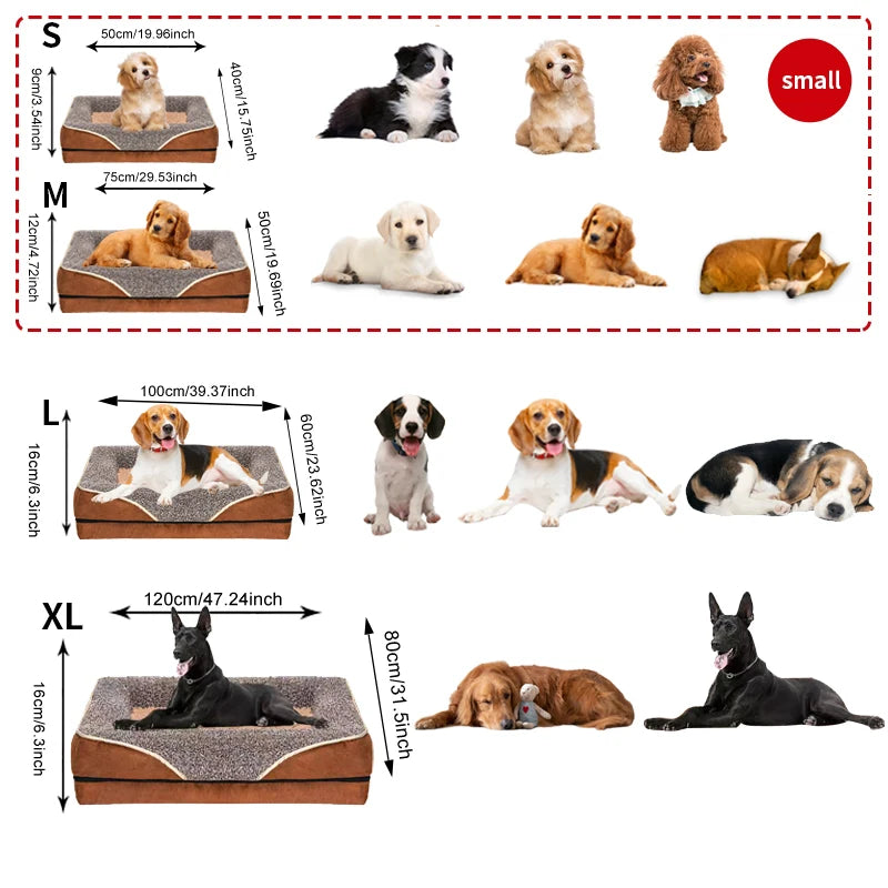 An oversized dog bed removable washable for all seasons, pet bed sofa, comfortable and soft cat sofa bed with raised edges,