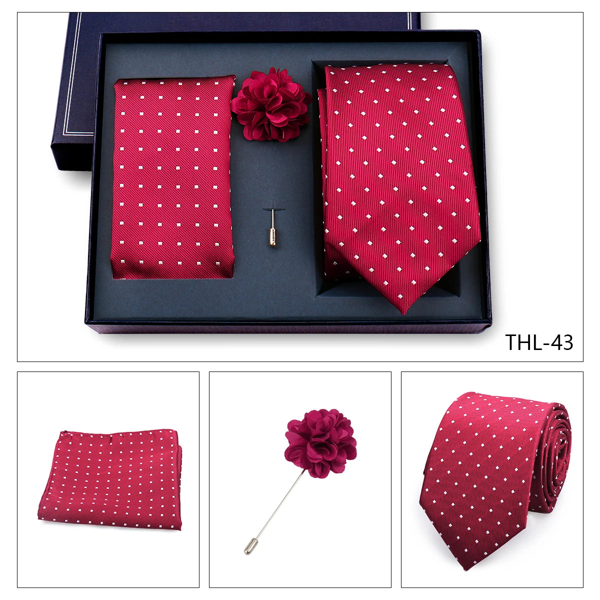 Luxury Men’s Paisley Necktie Gift Set. Silk Tie, Pocket Square, Cufflinks & Gift Box for Weddings & Business