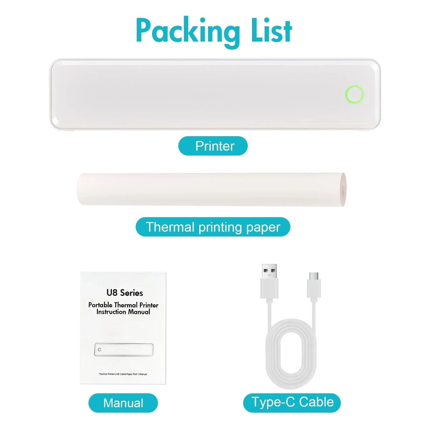 Portable Wireless Thermal Printer for A4, Letter, A5 & B5 Documents, Bluetooth Inkless Mobile Printer for Home, Office & Travel