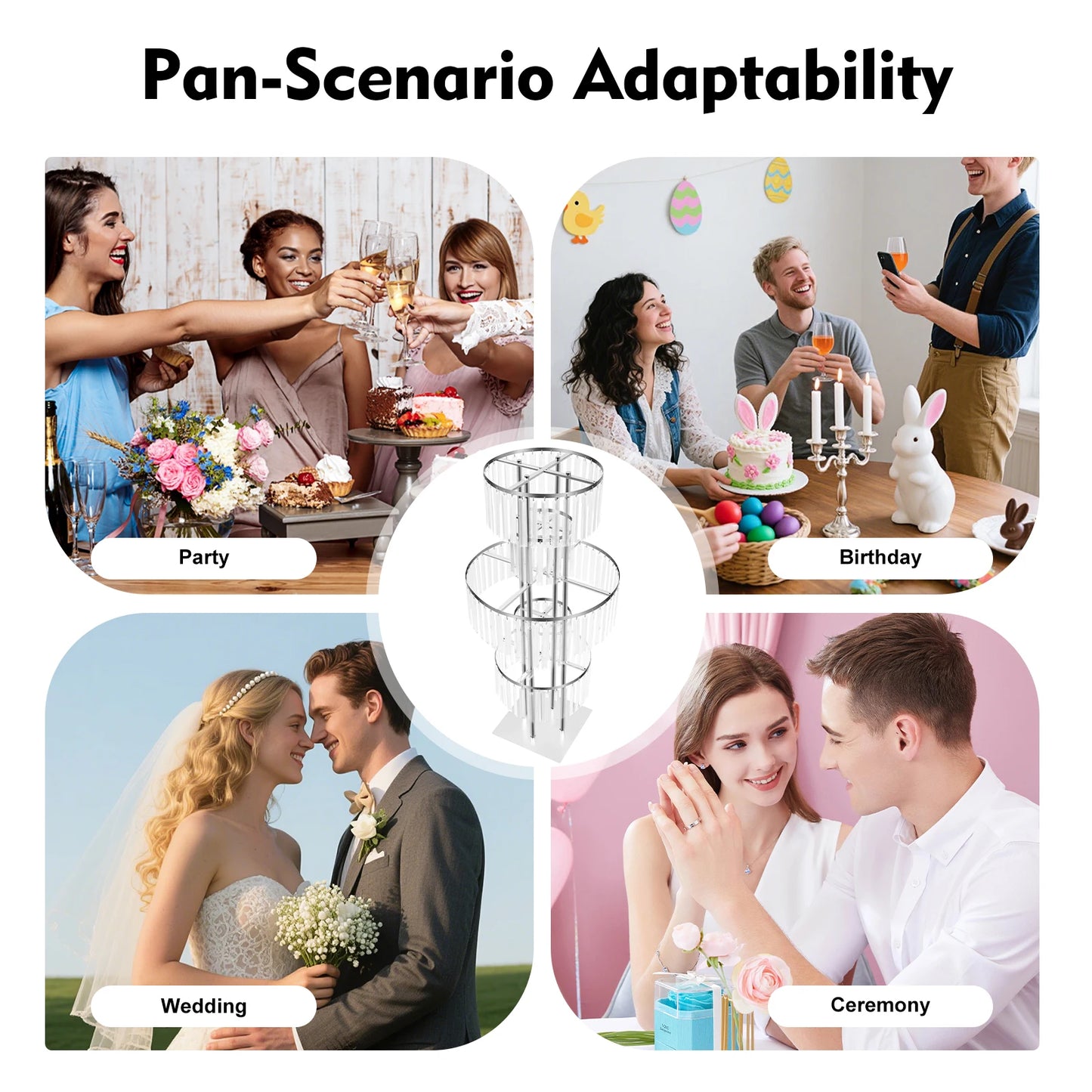 5 Tiers Acrylic Flower Stand Wedding Centerpiece Display Flower Holder Free Standing Decor for Parties, Banquets & Events