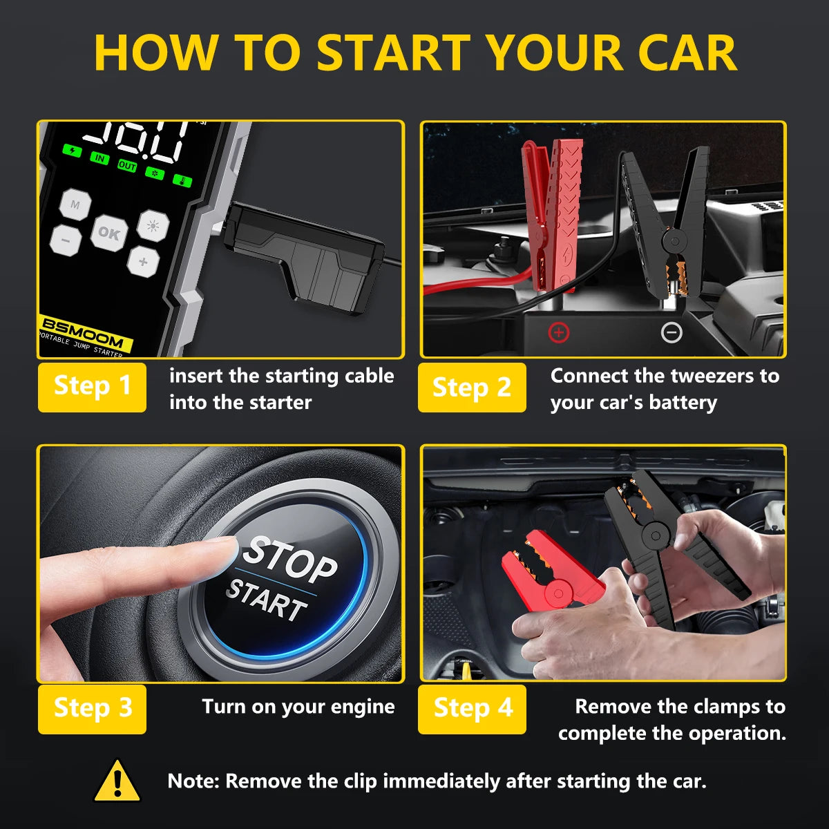 Portable Car Jump Starter with Air Compressor LCD Display 21800mAh Battery Pack