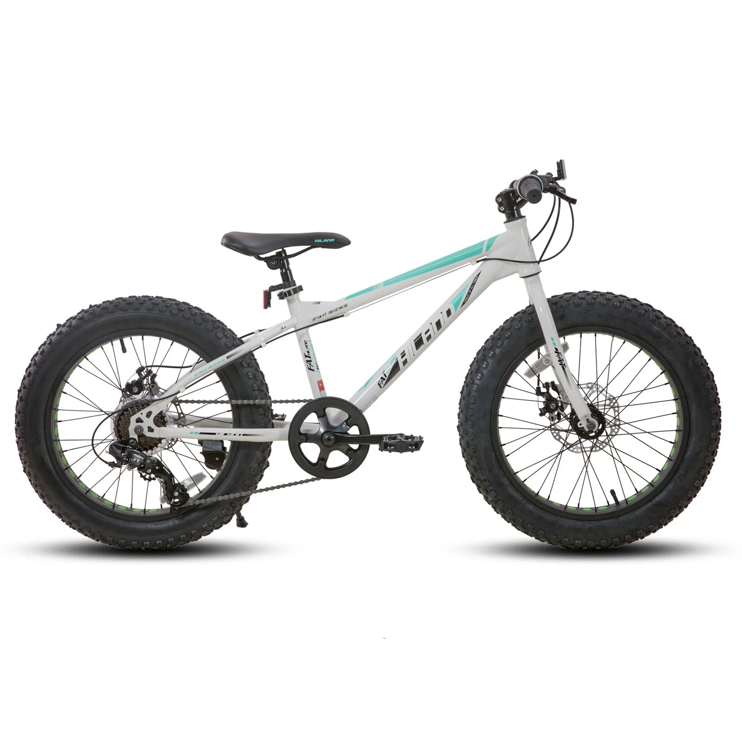 Hiiland 20 Inch Fat Tire Mountain Bike .Kids Bicycle with Front Suspension, Dual Disc Brakes & 7-Speed Gears