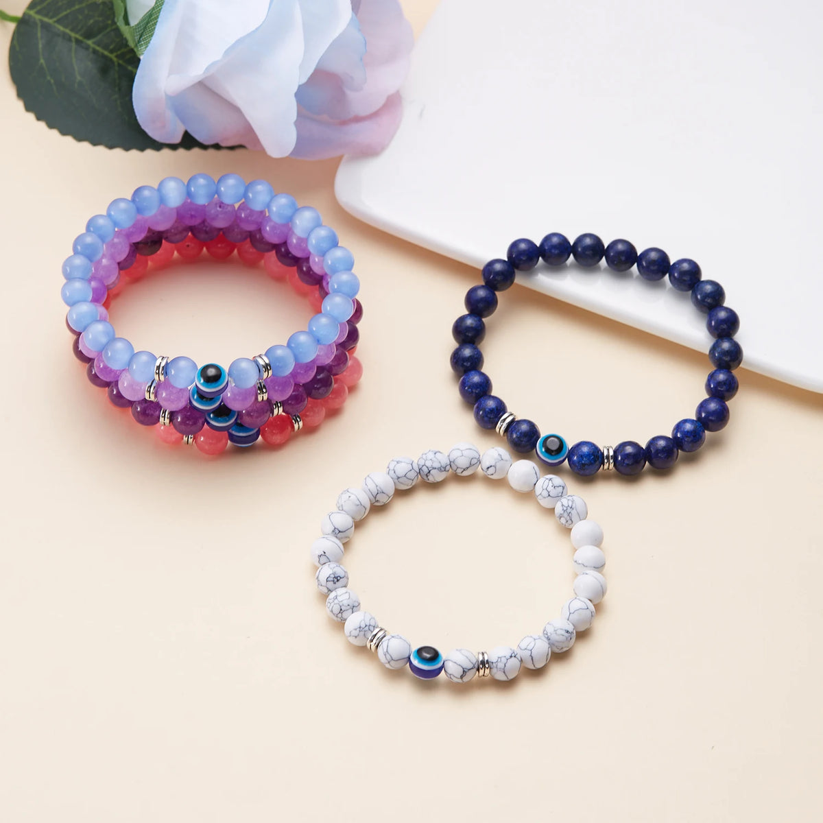 Evil Eye Beaded Bracelet  Multicolor Options