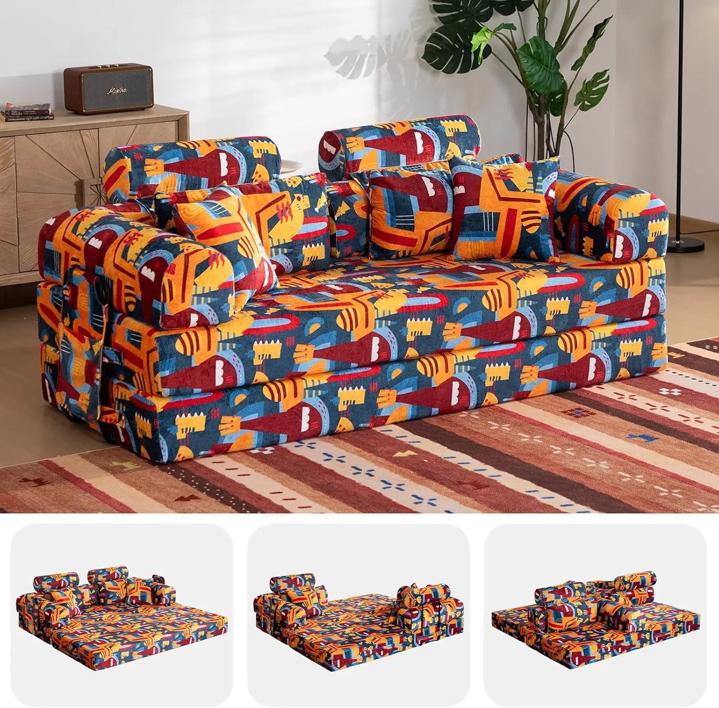 78.8-Inch Convertible Futon Sofa Bed with High Back